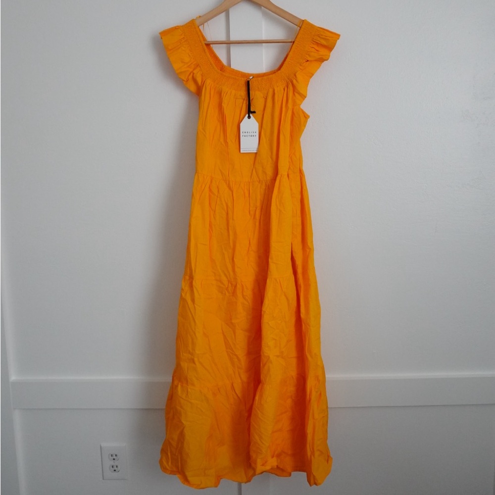 English Factory Ruffle Sleeve Midi Dress